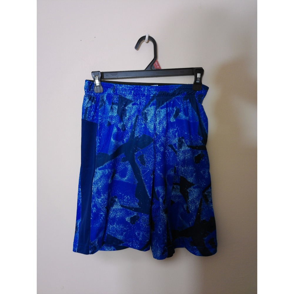 Reebok Athletic Shorts Youth Medium 10-12 Blue Navy Abstract Geometric Sporty